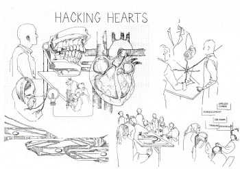Hacking Hearts illustration by Libby Morrell who followed the workshop with her amazing line drawings
