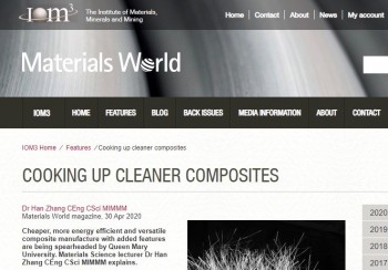 'Cooking up cleaner composites' reported by Materials World magazine