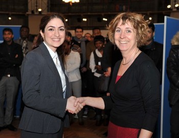 Ellahe-Naz Farhangia being awarded the best Fourth Year Project Prize by Dr. Julia Shelton.