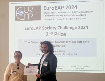 Giacomo being awarded his runner up prize at EuroEAP 2024